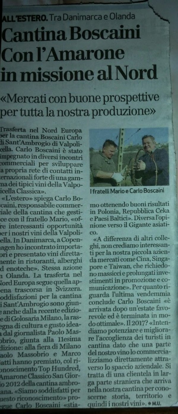 Con l'Amarone in missione al Nord